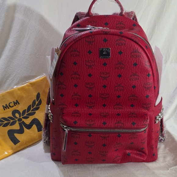 AUTHENTIC Candy Red MCM Backpack!  Brand New! main image 7